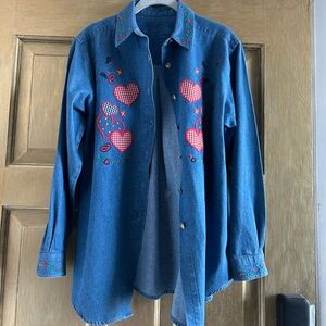 Embroidered Denim Button Down Shirt